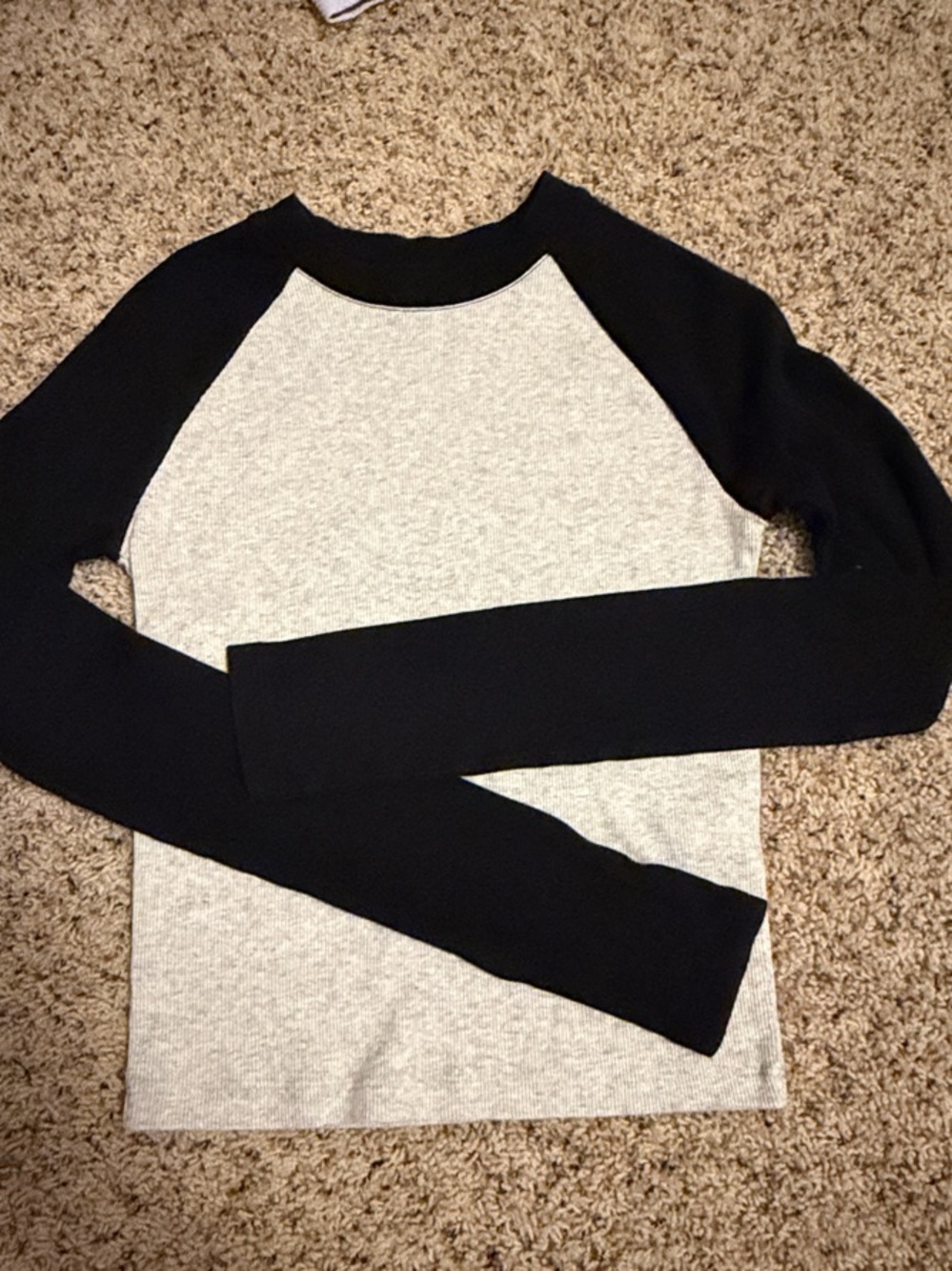 Hollister Black & Light Gray Raglan Long Sleeve Tee